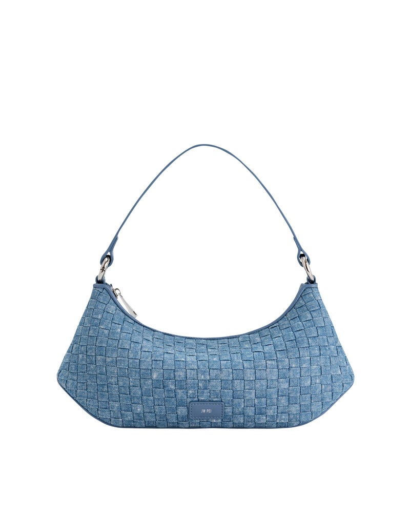 JW PEI Womens Lily Shoulder Bag Blue Denim Weave