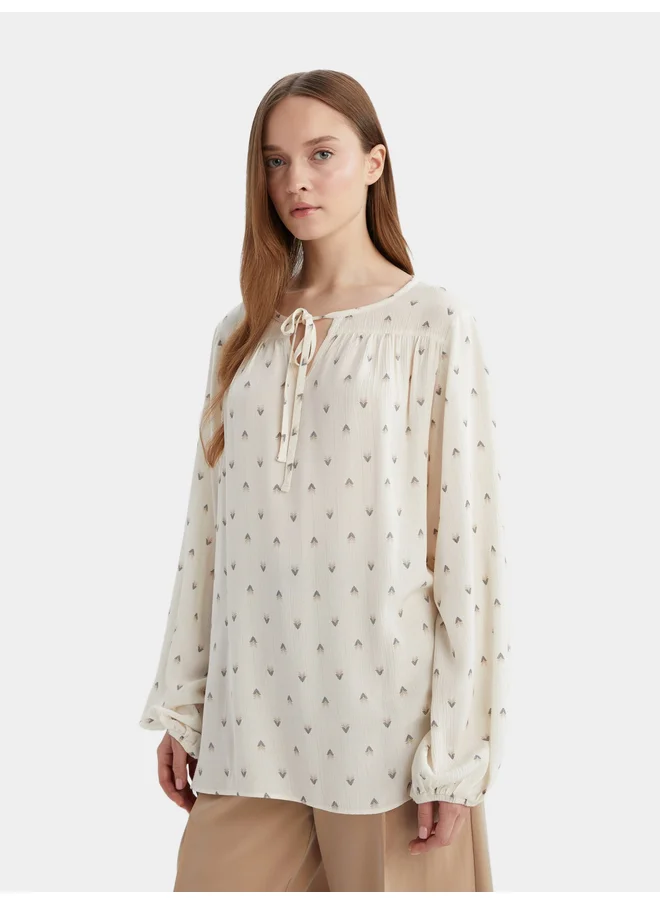 DeFacto DeFacto Beige Printed Long Sleeve Blouse