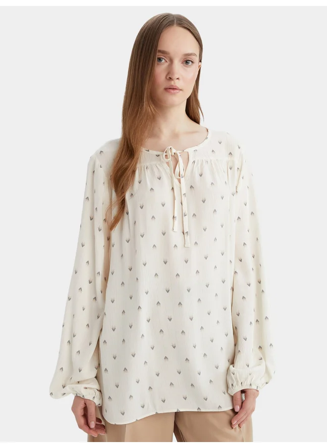 DeFacto DeFacto Beige Printed Long Sleeve Blouse