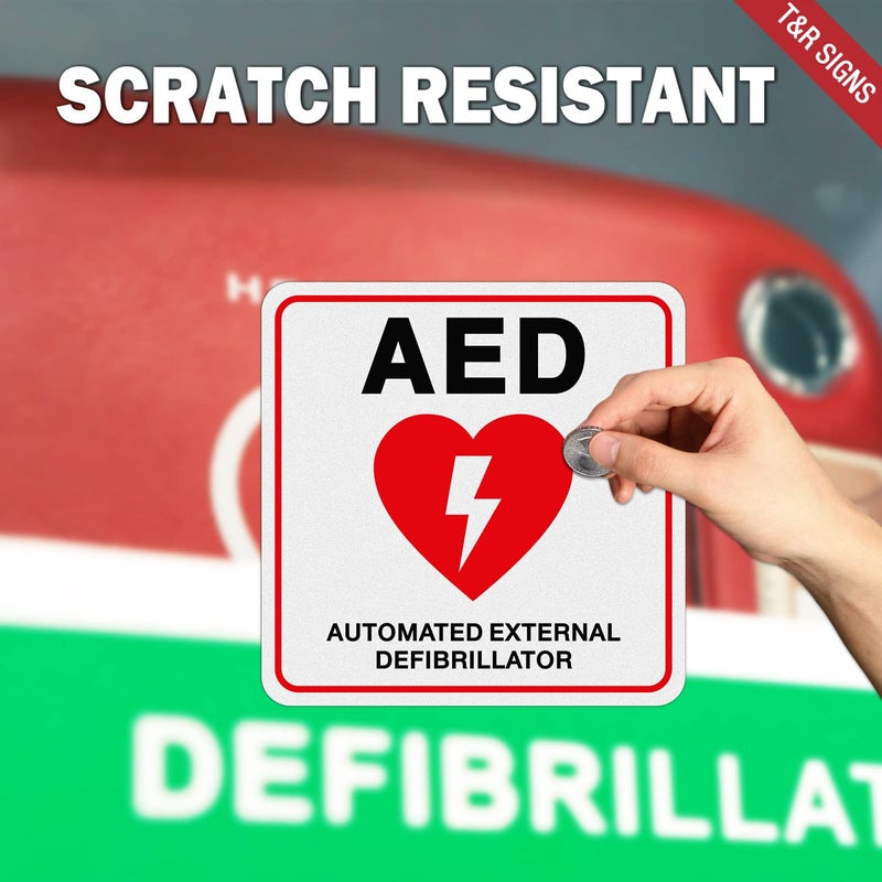 TR T&R Aed Stickers - 10 Pack - 5 X 5 Inches Reflective Label, Uv Resistant, Waterproof, Fade And Scratch Resistant, Suitable For Indoor And Outdoor - Image 5
