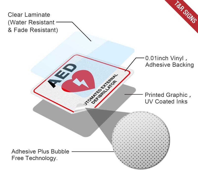 TR T&R Aed Stickers - 10 Pack - 5 X 5 Inches Reflective Label, Uv Resistant, Waterproof, Fade And Scratch Resistant, Suitable For Indoor And Outdoor - Image 3