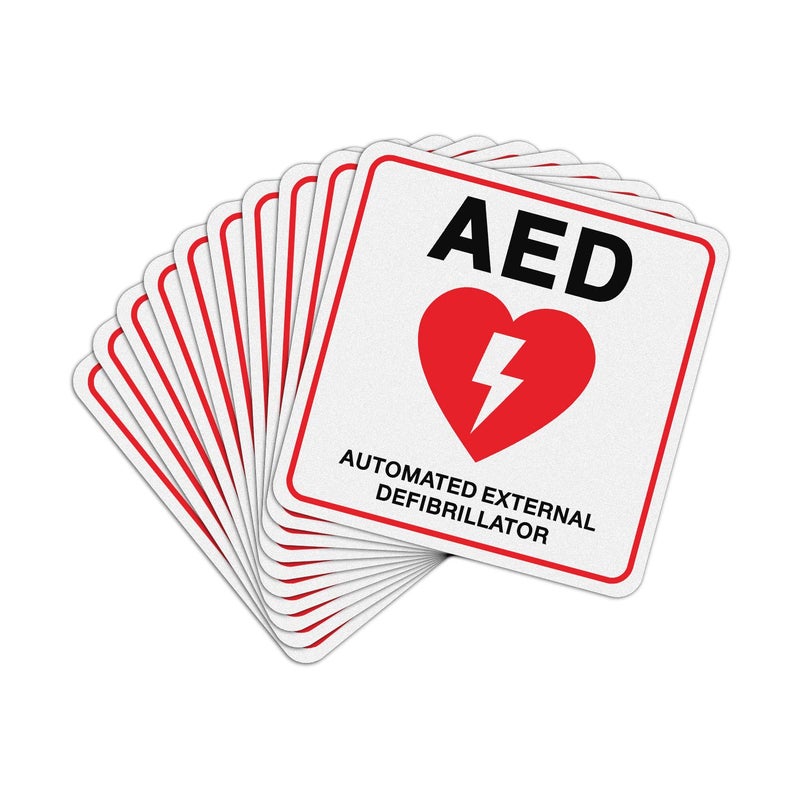 TR T&R Aed Stickers - 10 Pack - 5 X 5 Inches Reflective Label, Uv Resistant, Waterproof, Fade And Scratch Resistant, Suitable For Indoor And Outdoor - Image 1