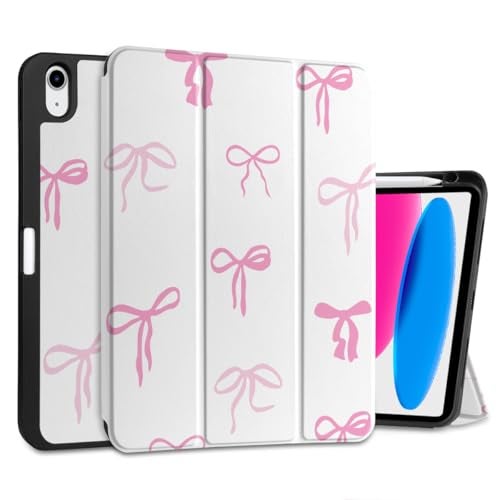 DONGKE Case for iPad 11th Generation 11 Inch 2025 (A16 Chip) & iPad 10th Generation 10.9 Inch 2022 with Pencil Holder-[Auto Wake/Sleep], Trifold Stand Soft TPU Protective Cover, Pink Bows - Image 1