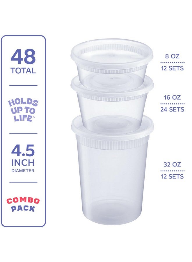 GUSTO To Go Food Containers with Lids [8 oz, 16 oz, 32 oz - 48 Count] - Deli Plastic Food Storage Containers with Lids for Meal Prep, Leftovers, and Freezer Storage - Formerly Comfy Package - Image 2