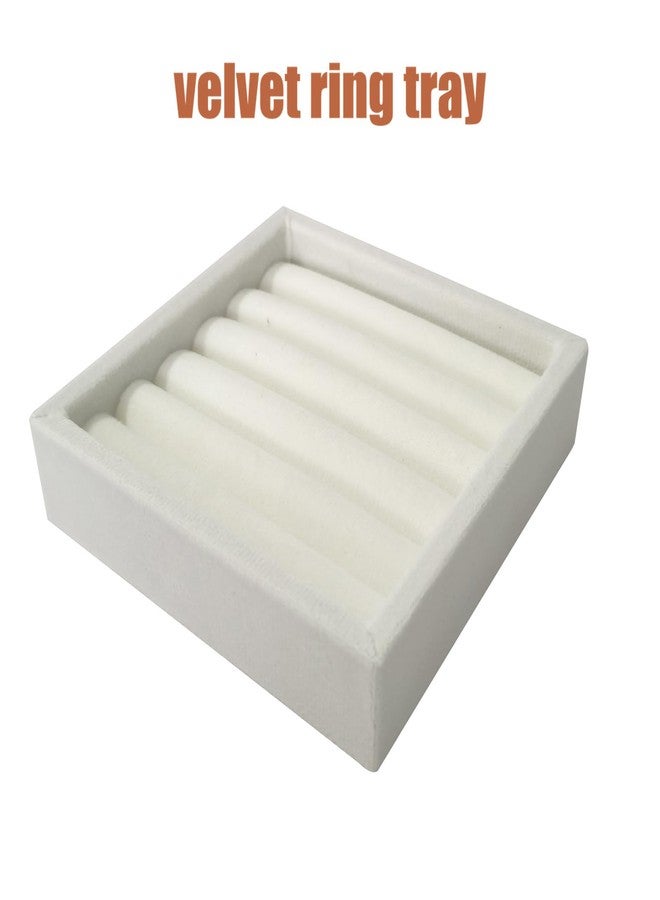 SCIKHEFT Velvet Ring Organizer Tray, Small Jewelry Storage Holder with Sponge Insert,Earring Rings Trays for Store Display Jewelry Show Home (White, S) - Image 4