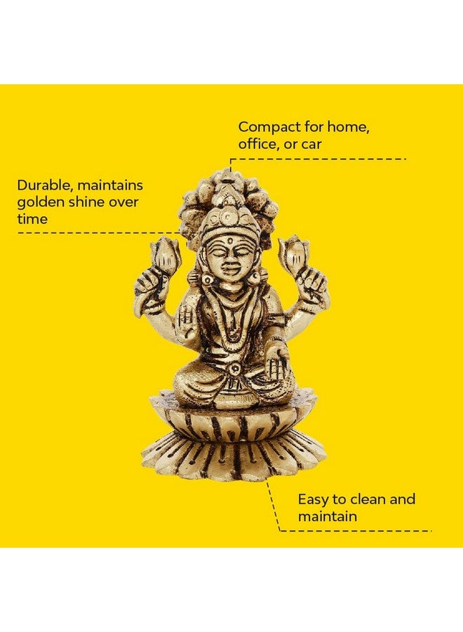 10Club 10Club 100% Pure Brass Kamal Lakshmi Idol | Ma Lakshmi On Lotus | Ma Laxmi Murti | Antique Gold Finish | 1Pc - Image 3