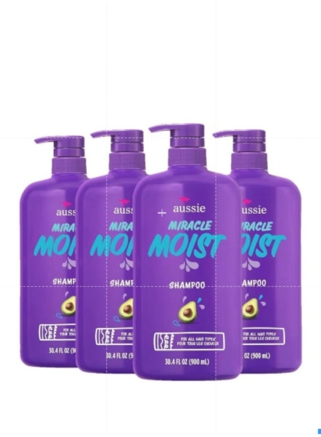 Aussie Paraben-Free Miracle Moist Shampoo with Avocado & Jojoba for Dry Hair, 30.4 Fluid Ounce, (Pack of 4)c