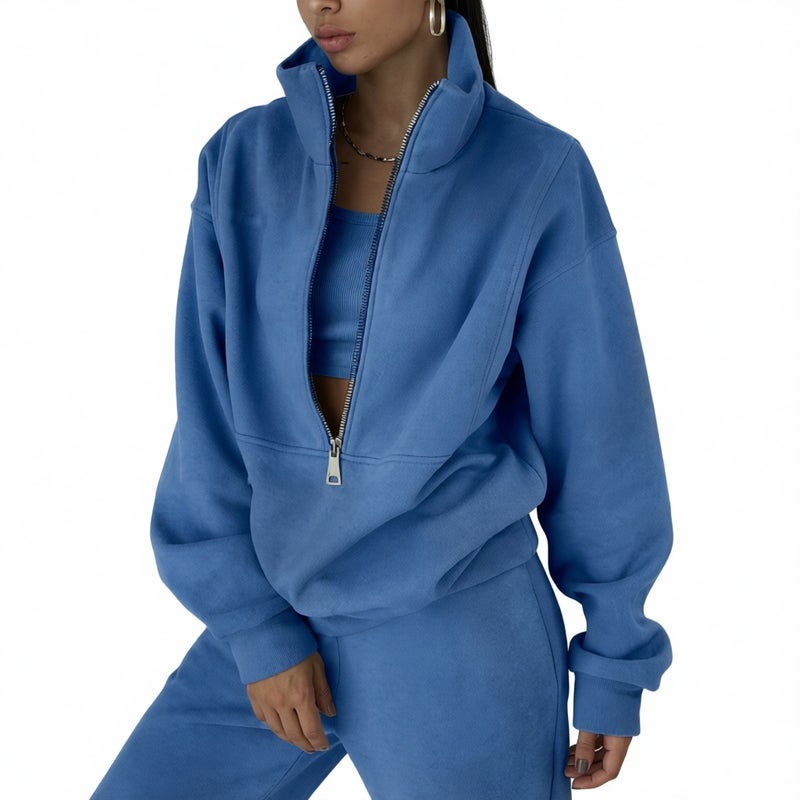 Fashion Zip Up Hoodie Sweatshirt Jogger Set Casual Sportswear - Image 1