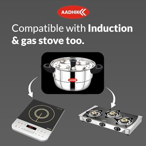 AADHIK Stainless Steel Idli Maker, Cooker, Steamer, Pot, Dhokla Maker and Mini Plate (Silver, 12 Idli 5 Plate Kadai) - Image 5