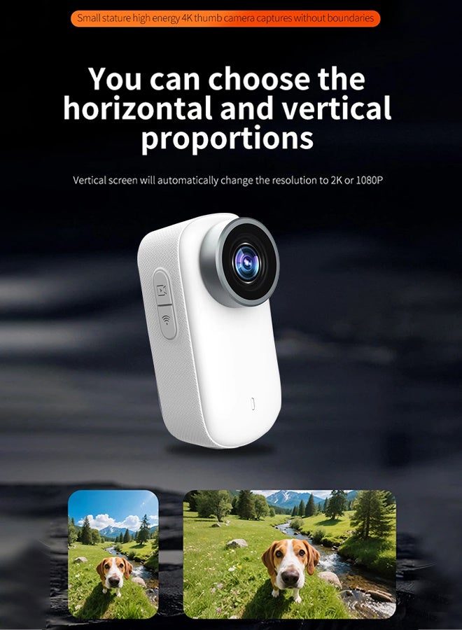 4K Thumb Action Camera,Mini Body Cam Hands Free Recording POV Worn Portable Camcorder for Bike Cycling, Pet,Travel,Work(128G-Card, White) - Image 5