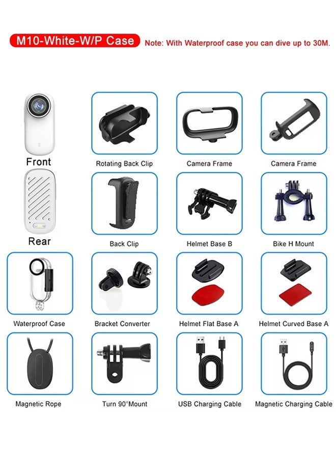 4K Thumb Action Camera,Mini Body Cam Hands Free Recording POV Worn Portable Camcorder for Bike Cycling, Pet,Travel,Work(128G-Card, White) - Image 2