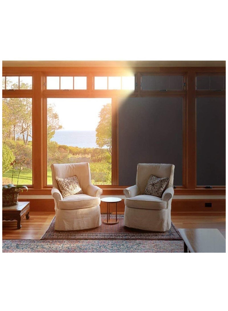 فيلم نوافذ ذاتي اللصق معتم، ملصق زجاج مصنفر للخصوصية، ستائر فينيل زخرفية معتمة، التصاق ثابت مضاد للأشعة فوق البنفسجية، يحجب الضوء باللون الأسود (45 * 200) - Image 2