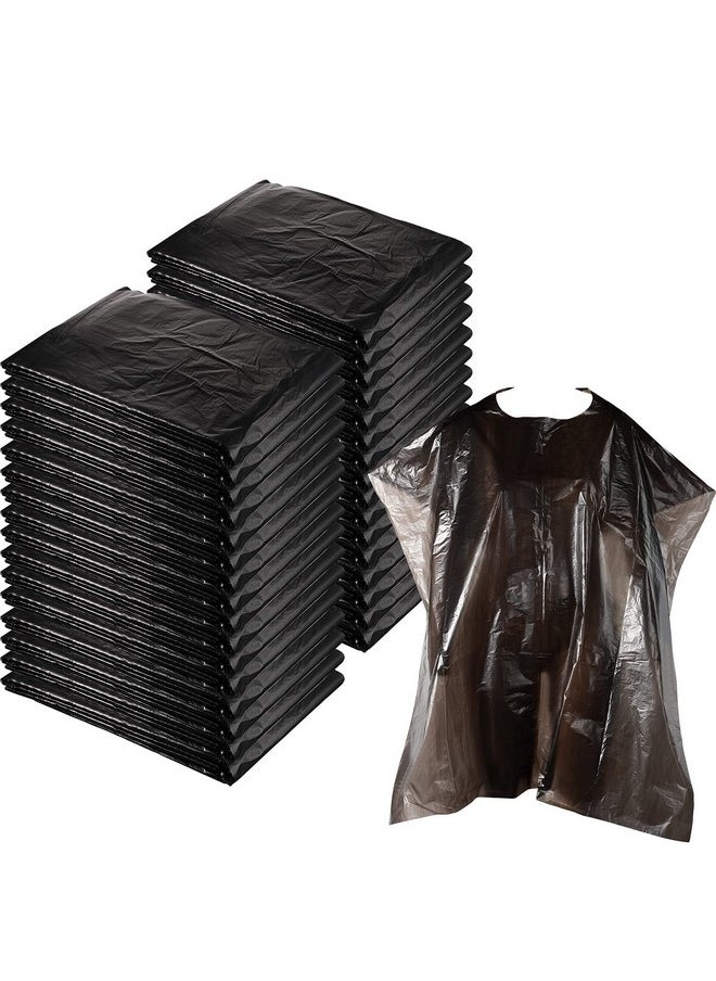 WILLBOND 100 Disposable Salon Cape Waterproof Hair Dye Cutting Coloring Apron Shawl Barber Shampoo Cape (Black, 51.2 x 36.2 Inch)  - Image 1
