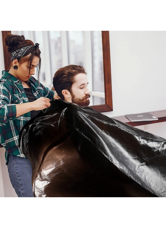 WILLBOND 100 Disposable Salon Cape Waterproof Hair Dye Cutting Coloring Apron Shawl Barber Shampoo Cape (Black, 51.2 x 36.2 Inch)  - Image 4