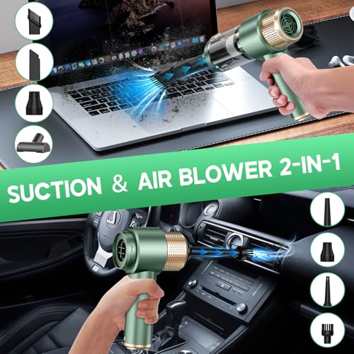 JONYJ Handheld Car Vacuum Cleaner 16000PA Hand Held Vacuum Portable Cordless 2 in 1 Air Duster and Vacuum Cleaner with LED Light MultiNozzles 120W High Power Mini Vacuum for Home Pet Office - Image 3