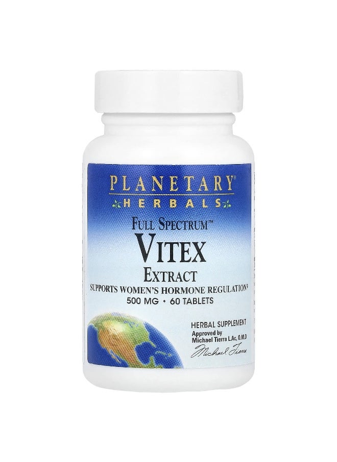 PLANETARY HERBALS Planetary Herbals, Full Spectrum™ Vitex Extract, 500 mg, 60 Tablets  - Image 1