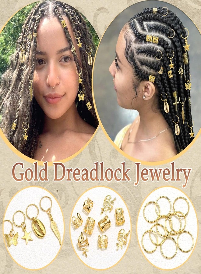 VENOFEN 50PCS Gold Hair Jewelry Butterfly Star Loc Dreadlock Charms Metal Braids Cuffs Rings Shell Hair Decoration Accessories for Women Girls - Image 3