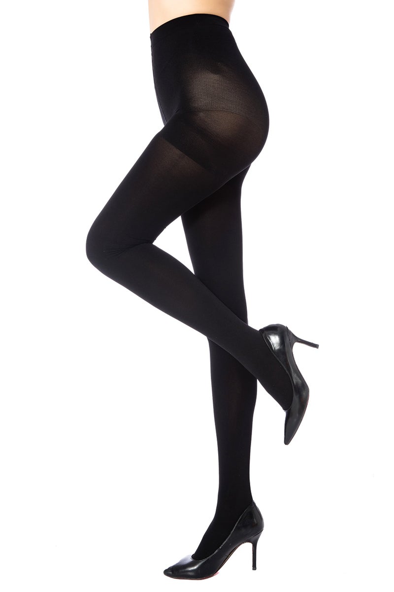 Klassik Since 1993 | Opaque Soft Stockings for Women & Girls |Poly Cotton High Waisted Thigh | Stretch, Breathable & Comfortable for Everyday Wear | Perfect Pair with Shorts, Dresses & Shirts -Black-S - Image 2