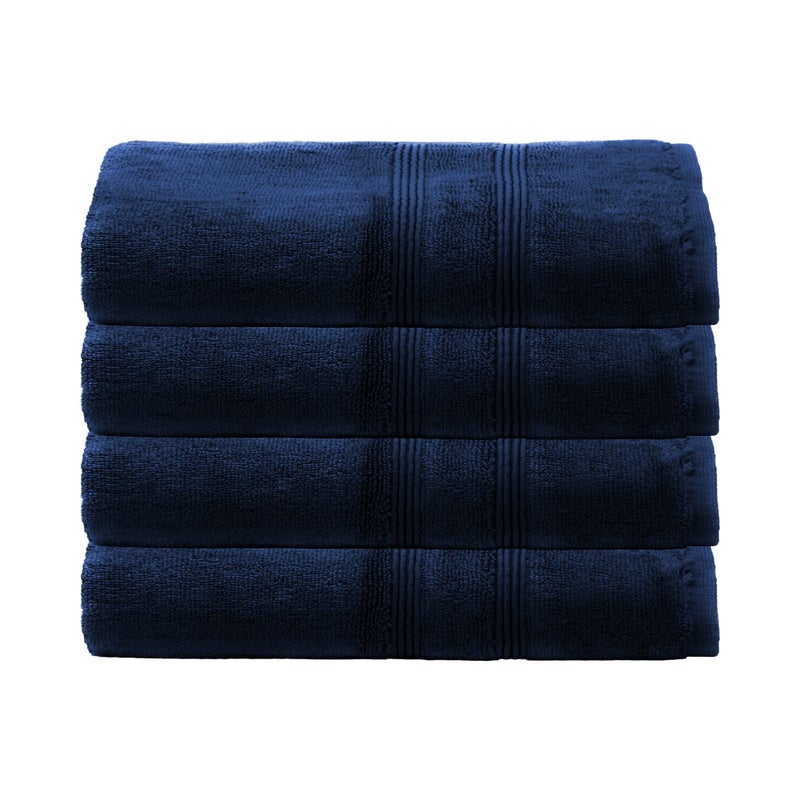Mosobam Mosobam 700 GSM Hotel Luxury Hand Towels 16X30  Set of 4  Navy Blue  Turkish Hand Towels  Viscose Made from Bamboo - Turkish Cotton 