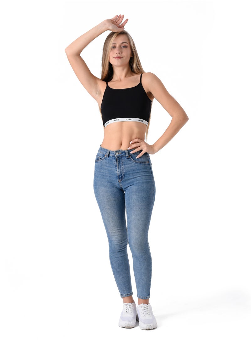 Milk - Thin Strap Cotton Non Padded Soft Bra - Image 1
