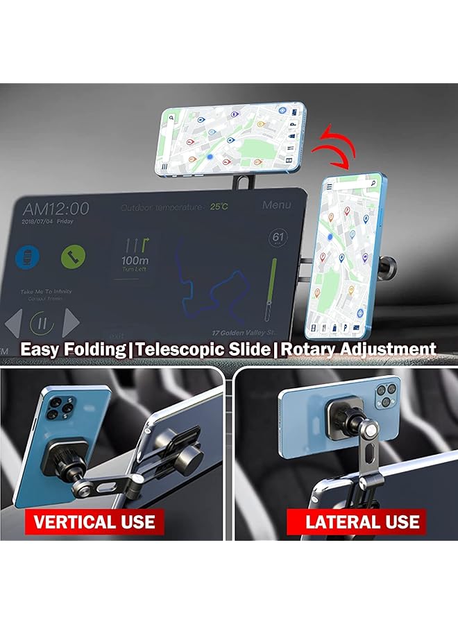 Excefore Car Magnetic Phone Holder Fit For Tesla Model 3/Y Auto Phone Mount Folding Hiddens Bracket Compatible With Magsafe Cellphone 360° Rotation Invisible Support Gift For Man Woman - Image 5