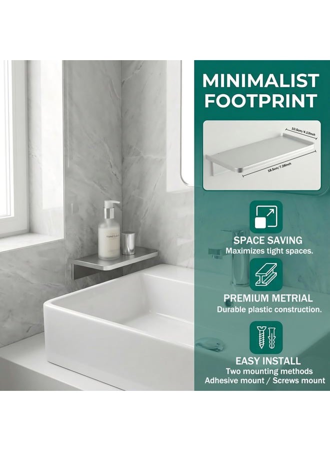 EHKIT Small Floating Shelf Heavy Acrylic Adhesive Stick on Sticky Strips/Nail Screws Wall Mount Bathroom Organizer Wipes Phone Glasses Essential Oil Perfume (Black) - Image 3