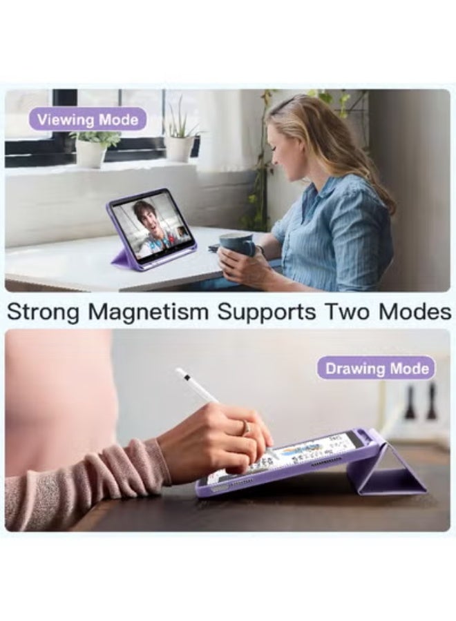 JMD iPad 10.9 Case 10th Generation (2022) / iPad 11th Gen A16 (2025) – Slim Magnetic Trifold Stand Cover with Pencil Holder, Auto Sleep/Wake, Shockproof Lightweight Protection, Purple - Image 4