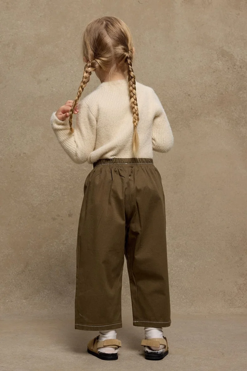 Fahhar Kids Double Needle Kids Trousers Khaki