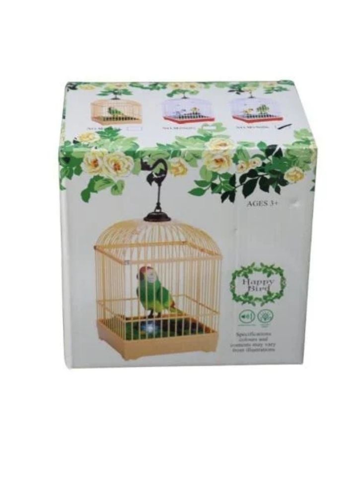 بريميم لعبة طائر سعيد يغني في القفص – ببغاء لعبة بصوت وحركة واقعيان - Image 1