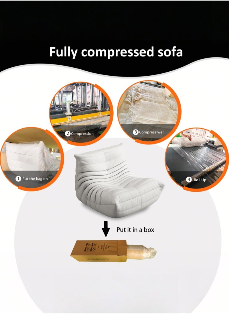 NEWLAN Caterpillar compression sofa for living room, bedroom lazy boy sofa, comfortable 100x85x75cm white sofa  - Image 5