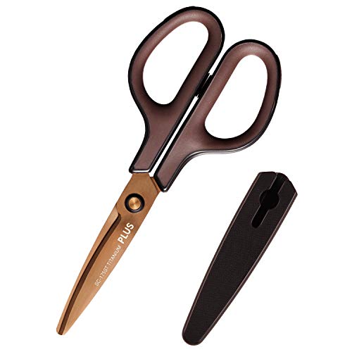 Plus SC-175ST 34-519 Scissors, Fit Cut Curve, Titanium, Continuous Sharpness, Brown - Image 1