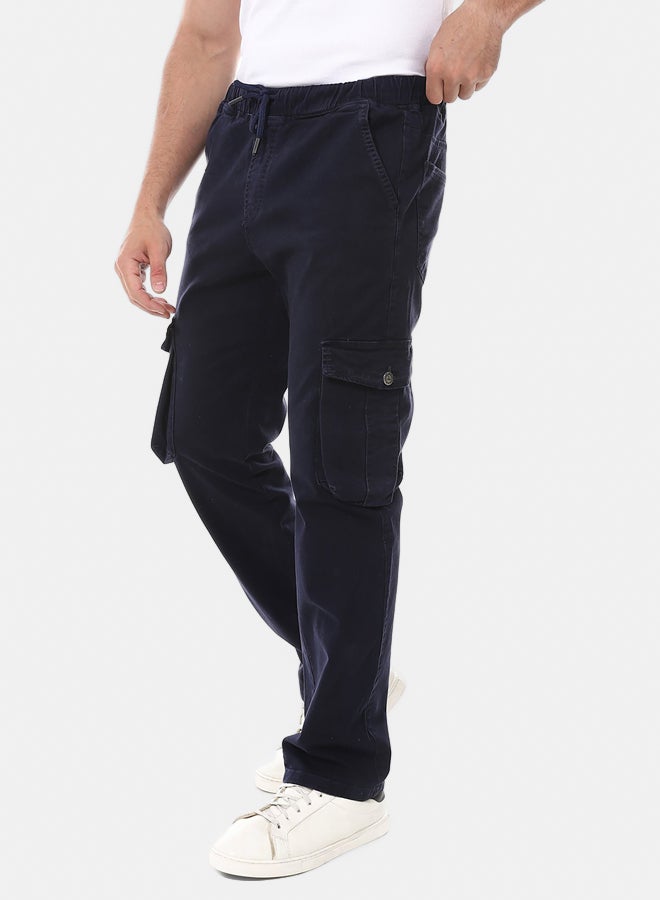 Andora Men's Baggy Gabardine Trousers - Navy_Navy Blue - Image 2