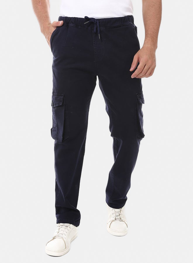 Andora Men's Baggy Gabardine Trousers - Navy_Navy Blue - Image 1