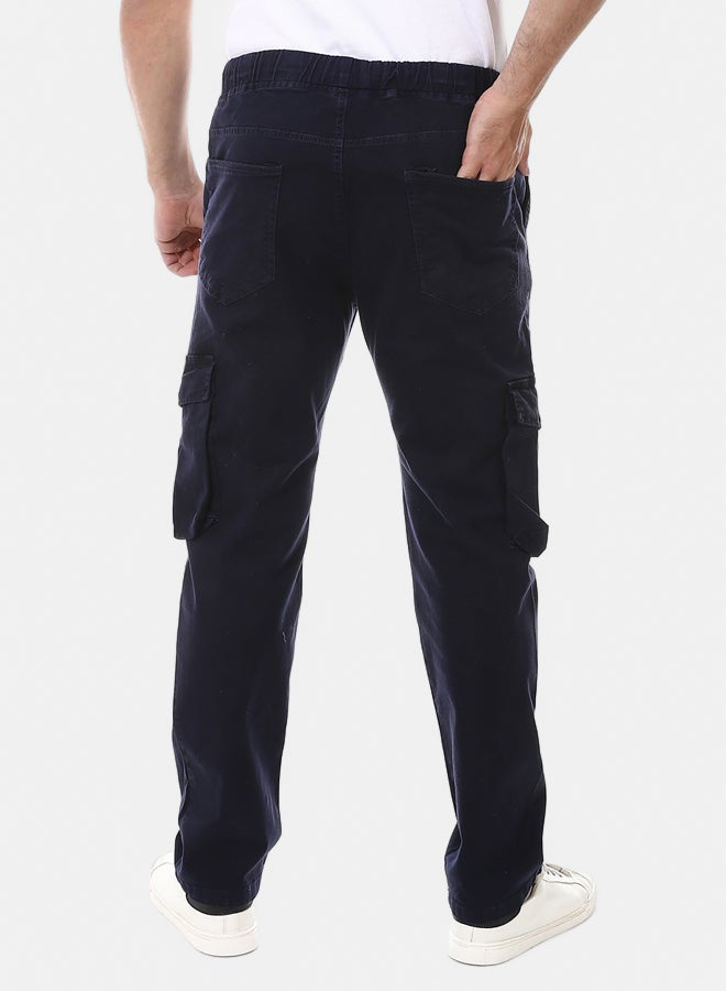 Andora Men's Baggy Gabardine Trousers - Navy_Navy Blue - Image 4