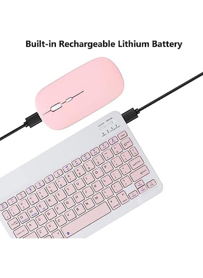 Generic - Rechargeable Bluetooth Keyboard and Mouse Combo Ultra-Slim Portable Compact Wireless Mouse Keyboard Set for Android Windows Tablet Cell Phone iPhone iPad Pro Air Mini, iPad OS/iOS 13 and Above (Pink) - Image 1