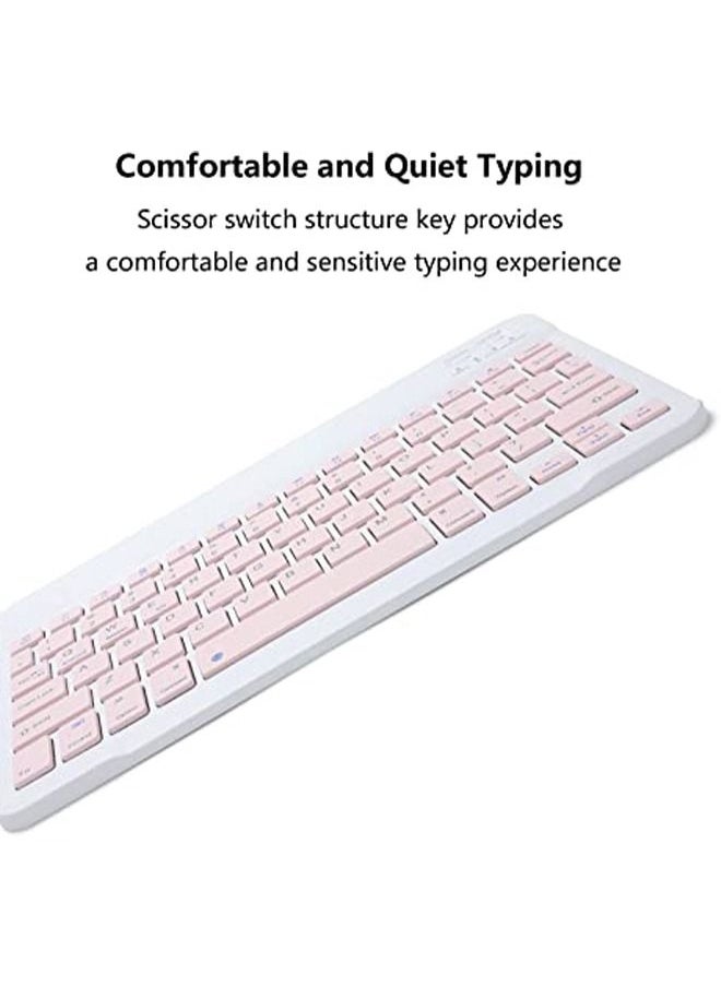 Generic - Rechargeable Bluetooth Keyboard and Mouse Combo Ultra-Slim Portable Compact Wireless Mouse Keyboard Set for Android Windows Tablet Cell Phone iPhone iPad Pro Air Mini, iPad OS/iOS 13 and Above (Pink) - Image 1