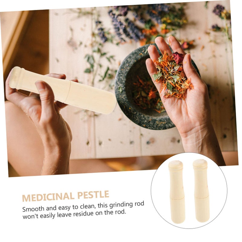 2Pcs Wooden Pestle And Mortar Set For Garlic Pill Medicine Practical Masher Long Handle - Image 3