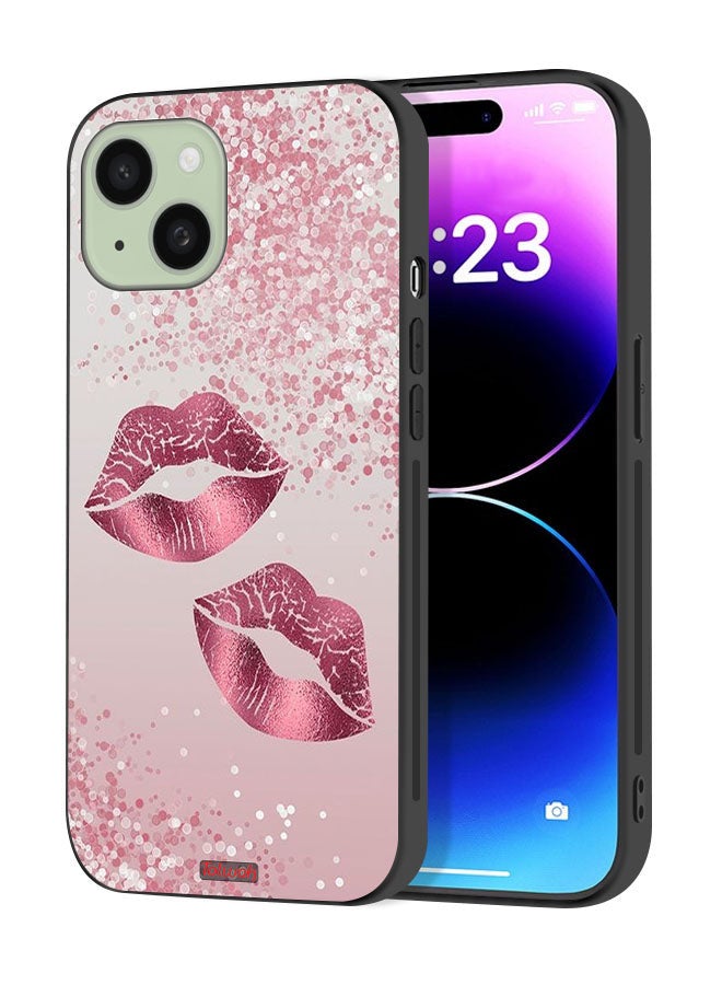 Tolwak Apple iPhone 15 Plus Protective Case Cover Glitter Lips - Image 1