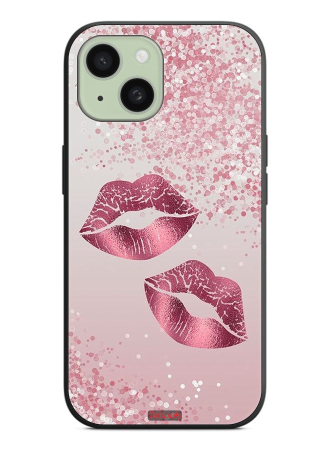 Tolwak Apple iPhone 15 Plus Protective Case Cover Glitter Lips - Image 2