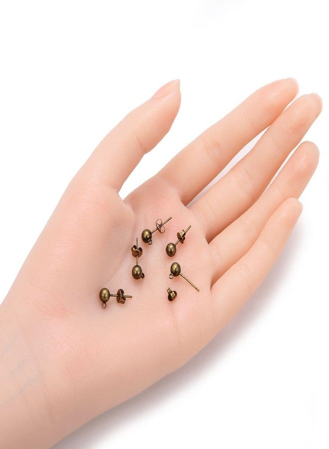 Adabele 40pcs Hypoallergenic Stud Earring Posts 5mm Ball Closed Ring 40pcs Earnut Back Antique Bronze Plated Earrings Making CF224-4 - Image 2