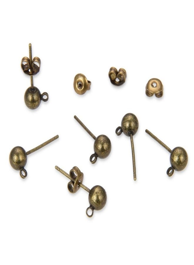 Adabele 40pcs Hypoallergenic Stud Earring Posts 5mm Ball Closed Ring 40pcs Earnut Back Antique Bronze Plated Earrings Making CF224-4 - Image 1