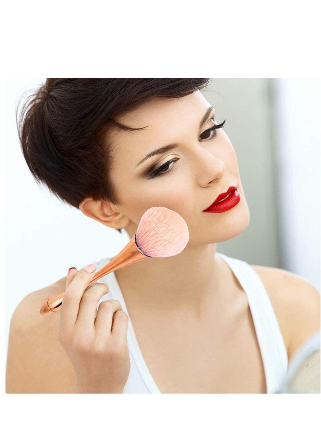 2 Pcs Large Mineral Powder Brush, Soft Fluffy Foundation Brush, Professional Powder Brush and Blush Brush for Daily Makeup, Rose Gold - Image 4