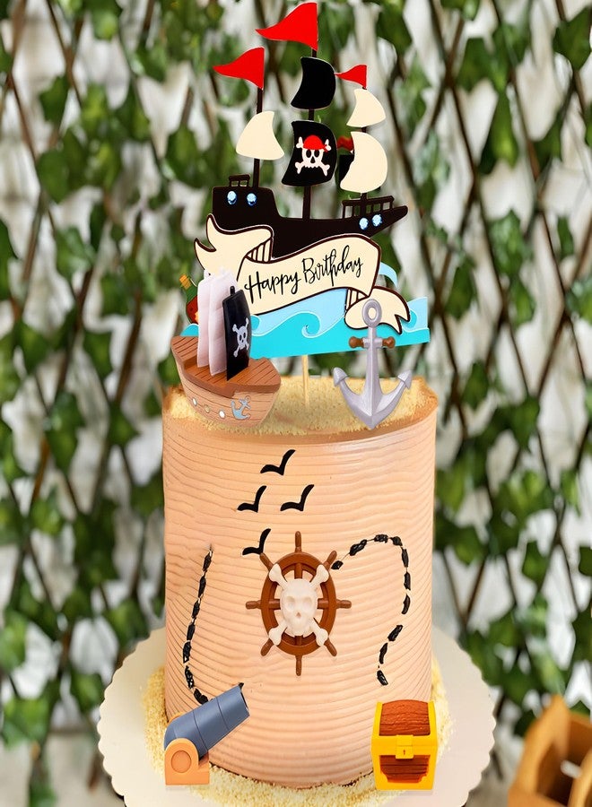 Roaring Good Time Pirate Birthday Cake Decoration Pirate Birthday Party Supplies Treasure Chest Cake Decoration Pirate Cupcake Picks Pirate Ship Cake Decoration Treasure Hunt Cake Decor - Image 5