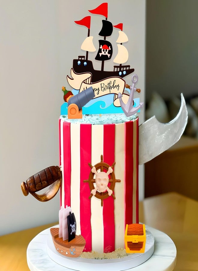 Roaring Good Time Pirate Birthday Cake Decoration Pirate Birthday Party Supplies Treasure Chest Cake Decoration Pirate Cupcake Picks Pirate Ship Cake Decoration Treasure Hunt Cake Decor - Image 4