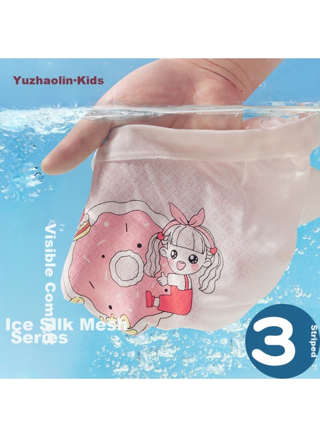 Yuzhaolin Girls' Ice Silk Underwear, Summer Thin Seamless Children's Boxer Briefs, Antibacterial Pure Cotton Crotch, Little Girls' Boyshorts - Image 1
