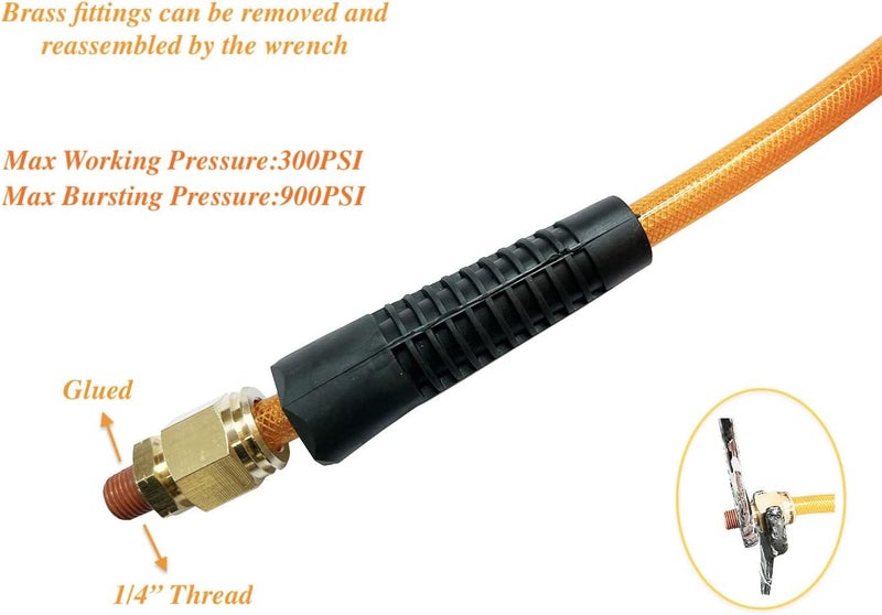 SANFU 3/8''ID x 100ft Polyurethane Reinforced Flexible Air Hose with Quick Coupler and Plug - Image 3