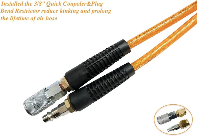 SANFU 3/8''ID x 100ft Polyurethane Reinforced Flexible Air Hose with Quick Coupler and Plug - Image 2
