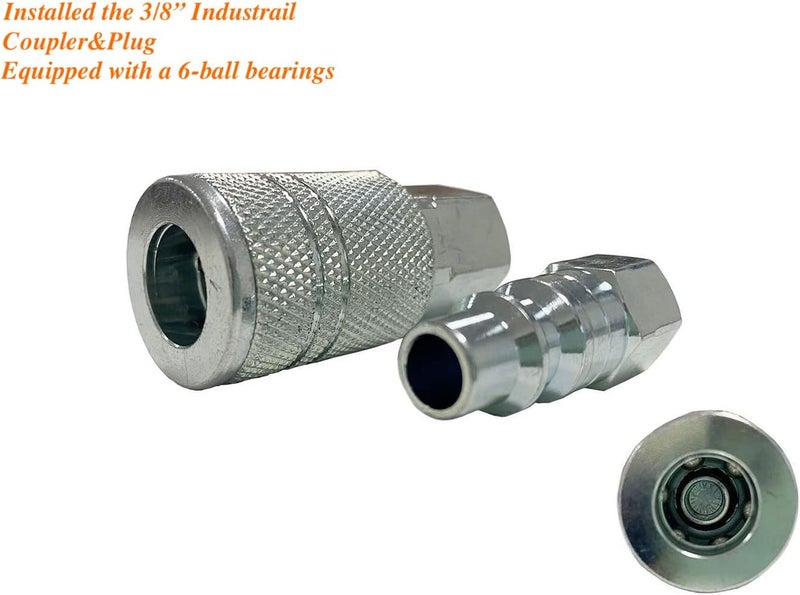SANFU 3/8''ID x 100ft Polyurethane Reinforced Flexible Air Hose with Quick Coupler and Plug - Image 4