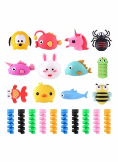 Cute Cable Protector 22Pcs Cable Saver Animal Charging Cable Buddies Cable Protect Sets Compatible for iPhone iPad Charger Cable Only