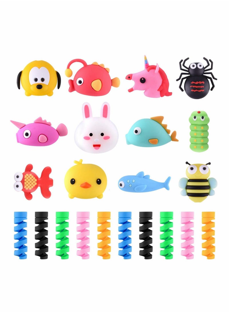 SYOSI - Cute Cable Protector 22Pcs Cable Saver Animal Charging Cable Buddies Cable Protect Sets Compatible for iPhone iPad Charger Cable Only - Image 1